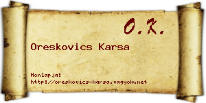 Oreskovics Karsa névjegykártya